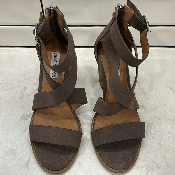 Steve Madden Elita Brown Strappy Block Heel Sandals Indie Festival Bohemian - Picture 13 of 16